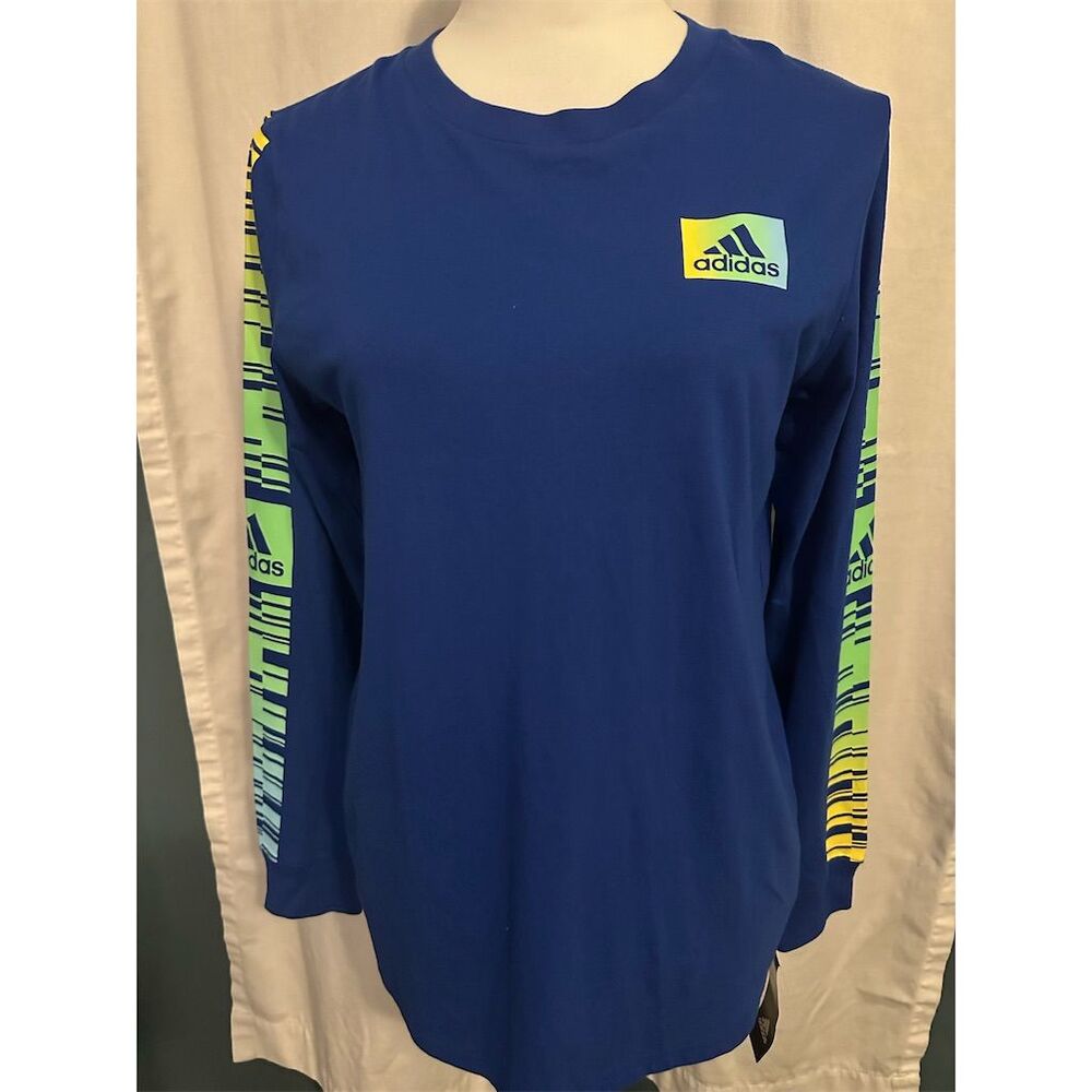 adidas Boys' Long Sleeve T-Shirt Bright Blue Size L Casual Sports